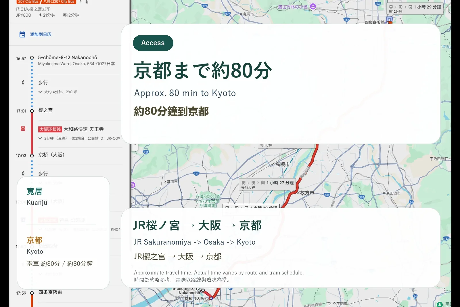 宽居大阪民宿 · 京都交通参考